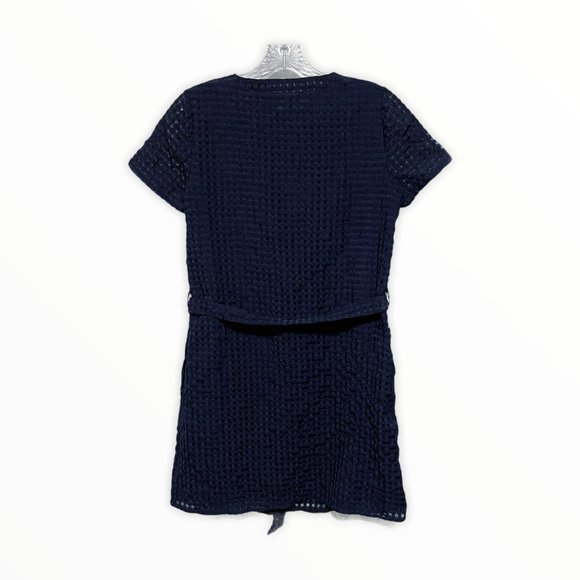 Tulle XS Navy Gingham Patterned Short Sleeve Mini Dress - Picture 3 of 6